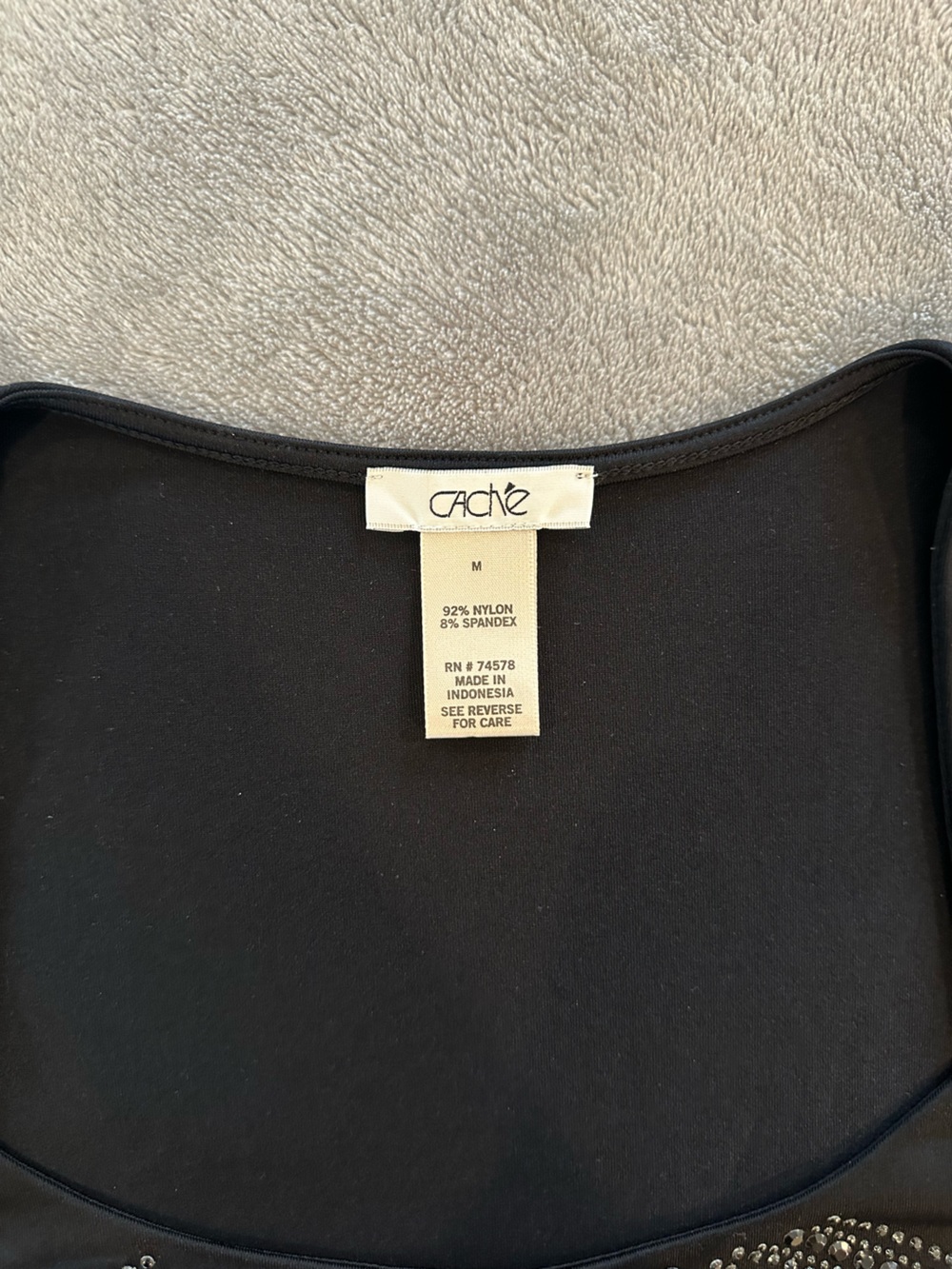 Cache Black Rhinestone Chevron Top Size M - Picture 2 of 5